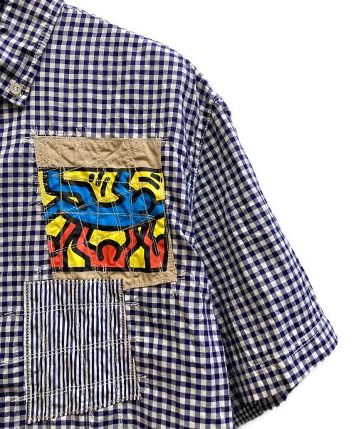 JUNYA WATANABE MAN（ジュンヤワタナベマン）JUNYA WATANABE MAN (ジュンヤワタナベマン) Keith Haring  パッチワークシャツ ネイビー サイズ:Sの古着・服飾アイテム