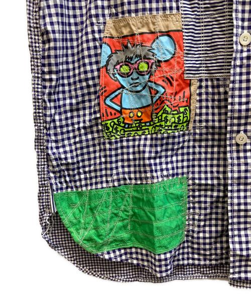 JUNYA WATANABE MAN（ジュンヤワタナベマン）JUNYA WATANABE MAN (ジュンヤワタナベマン) Keith Haring  パッチワークシャツ ネイビー サイズ:Sの古着・服飾アイテム