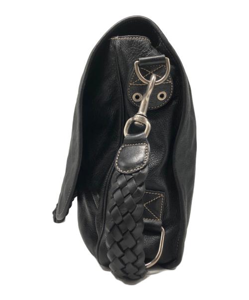 GUCCI（グッチ）GUCCI (グッチ) クレスト レザーショルダーバッグ ブラックの古着・服飾アイテム
