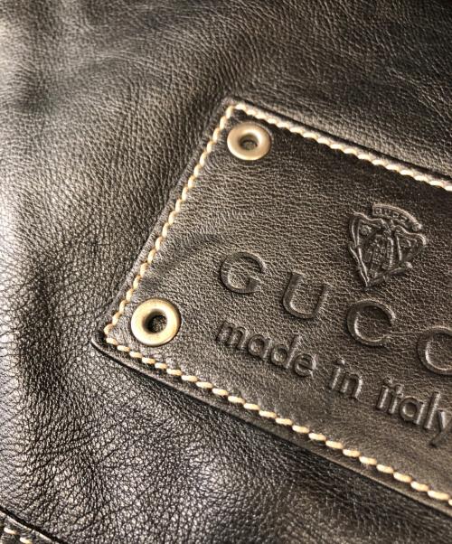 GUCCI（グッチ）GUCCI (グッチ) クレスト レザーショルダーバッグ ブラックの古着・服飾アイテム