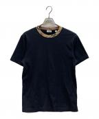 BURBERRYバーバリー）の古着「Cotton T-Shirt with Check Collar」｜ブラック