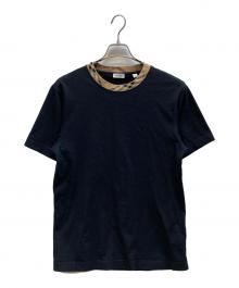 BURBERRY（バーバリー）の古着「Cotton T-Shirt with Check Collar」｜ブラック