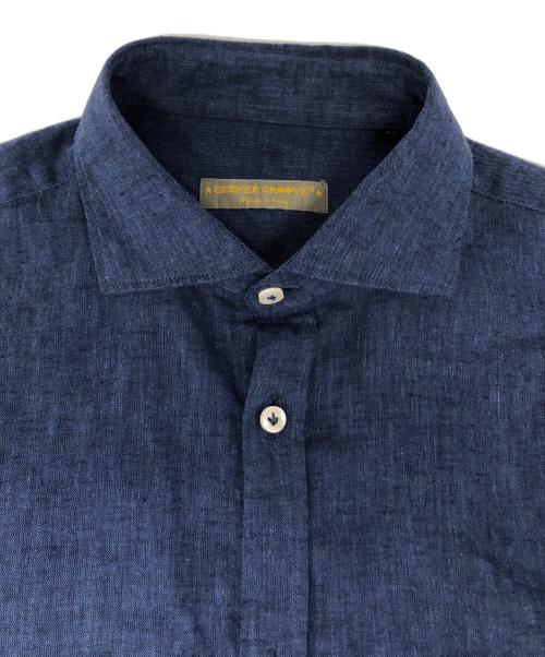 SEEKER GROOVE（シーカーグルーブ）SEEKER GROOVE (シーカーグルーブ) コットンリネンシャツ ブルー サイズ:Ⅿの古着・服飾アイテム