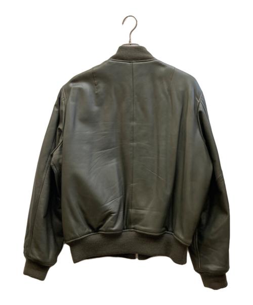 POLO RALPH LAUREN（ポロ・ラルフローレン）POLO RALPH LAUREN (ポロ・ラルフローレン) ラムレザーMA-1ジャケット カーキ サイズ:LLの古着・服飾アイテム