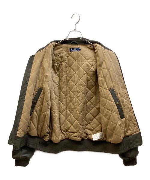 POLO RALPH LAUREN（ポロ・ラルフローレン）POLO RALPH LAUREN (ポロ・ラルフローレン) ラムレザーMA-1ジャケット カーキ サイズ:LLの古着・服飾アイテム