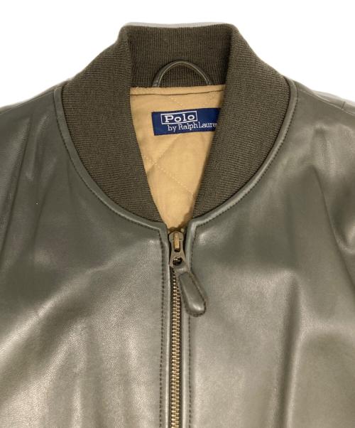 POLO RALPH LAUREN（ポロ・ラルフローレン）POLO RALPH LAUREN (ポロ・ラルフローレン) ラムレザーMA-1ジャケット カーキ サイズ:LLの古着・服飾アイテム