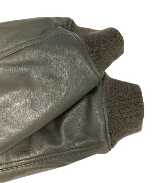 POLO RALPH LAUREN（ポロ・ラルフローレン）POLO RALPH LAUREN (ポロ・ラルフローレン) ラムレザーMA-1ジャケット カーキ サイズ:LLの古着・服飾アイテム