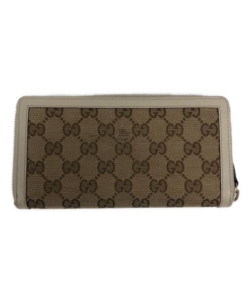 GUCCI（グッチ）GUCCI (グッチ) キャンバスロングウォレット ブラウンの古着・服飾アイテム