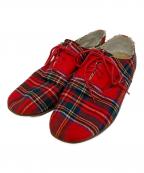 COMME des GARCONS HOMME PLUSコムデギャルソンオムプリュス）の古着「タータンチェックシューズ」｜レッド