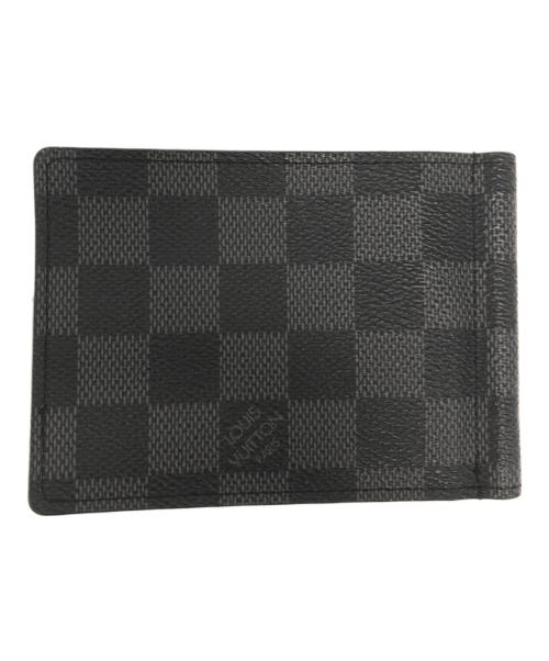 LOUIS VUITTON（ルイ ヴィトン）LOUIS VUITTON (ルイ ヴィトン) ダミエグラフィット ポルトフォイユパンス ノワール マネークリップ ブラックの古着・服飾アイテム