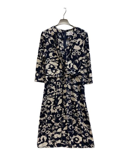 kay me（ケイミー）kay me (ケイミー) ブルーフォンセラフラワーギャザーワンピース ネイビー サイズ:9の古着・服飾アイテム