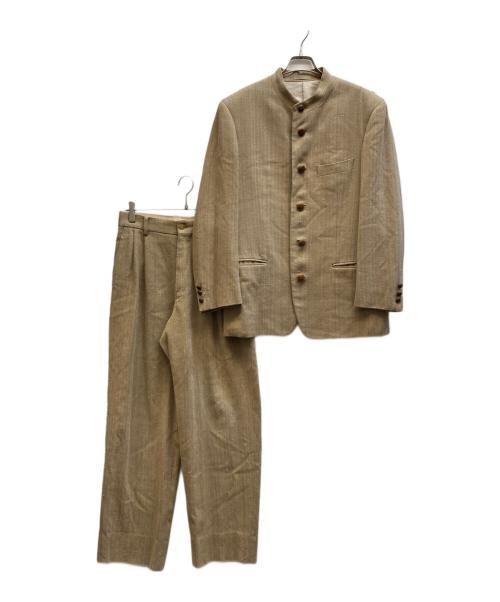 ISSEY MIYAKE MEN（イッセイミヤケメン）ISSEY MIYAKE MEN (イッセイミヤケメン) シルク ヘリンボーン ネップ マオカラーセットアップスーツ ベージュ サイズ:Sの古着・服飾アイテム