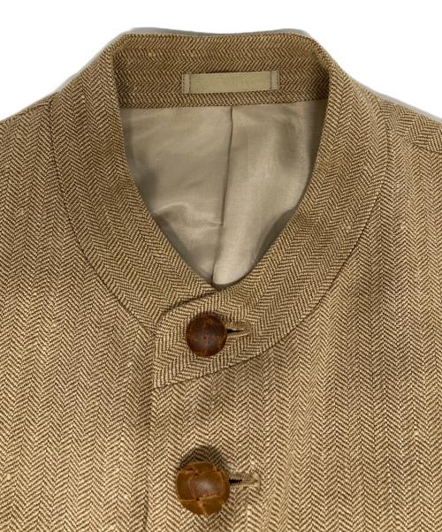 ISSEY MIYAKE MEN（イッセイミヤケメン）ISSEY MIYAKE MEN (イッセイミヤケメン) シルク ヘリンボーン ネップ マオカラーセットアップスーツ ベージュ サイズ:Sの古着・服飾アイテム
