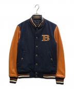 BURBERRY BLACK LABELバーバリーブラックレーベル）の古着「スタジャン」｜ネイビー×ブラウン