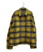 stussyステューシー）の古着「ウールチェックジャケット」｜ブラック×イエロー