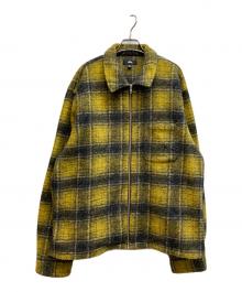stussy（ステューシー）の古着「ウールチェックジャケット」｜ブラック×イエロー