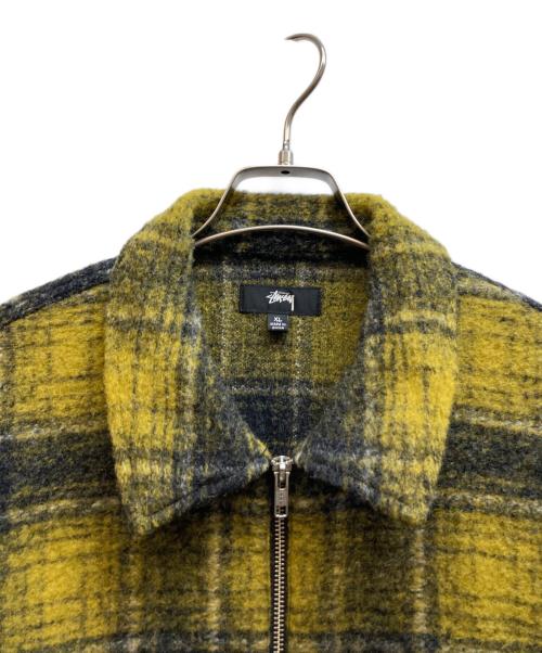 stussy（ステューシー）stussy (ステューシー) ウールチェックジャケット ブラック×イエロー サイズ:XLの古着・服飾アイテム