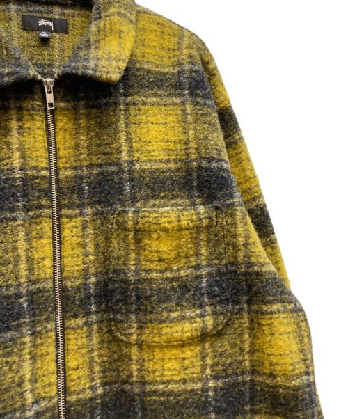 stussy（ステューシー）stussy (ステューシー) ウールチェックジャケット ブラック×イエロー サイズ:XLの古着・服飾アイテム