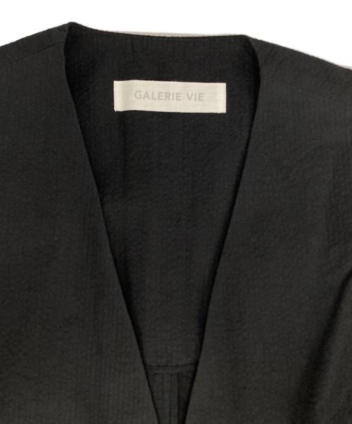 GALERIE VIE（ギャルリーヴィー）GALERIE VIE (ギャルリーヴィー) コットンサッカー ノーカラージャケット ブラック サイズ:Freeの古着・服飾アイテム