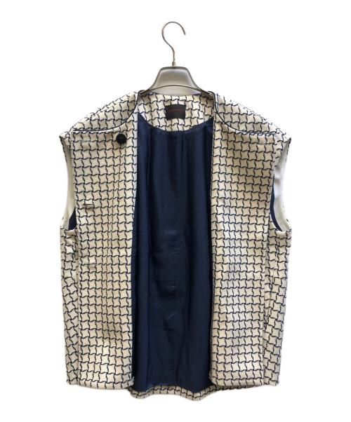 TOMORROW LAND collection（トゥモローランドコレクション）TOMORROW LAND collection (トゥモローランドコレクション) ネイビーハウンドトゥースコクーンジレ アイボリー サイズ:36の古着・服飾アイテム