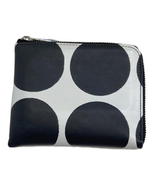 kawa-kawa（カワカワ）kawa-kawa (カワカワ) 水玉プリントレザーカードケース ホワイト×ブラックの古着・服飾アイテム