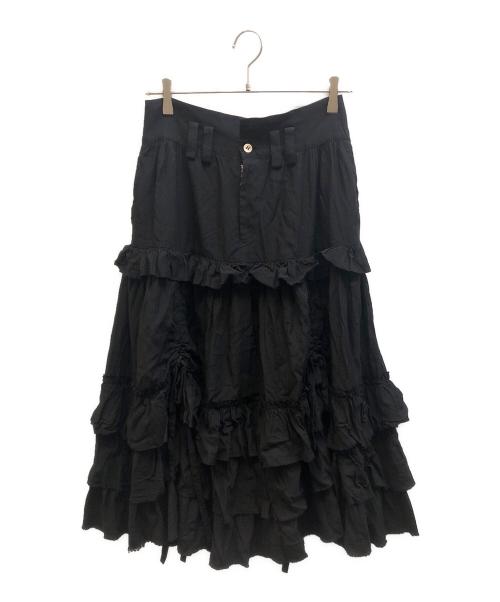 Y's（ワイズ）Y's (ワイズ) フリルデザインスカート ブラック サイズ:2の古着・服飾アイテム