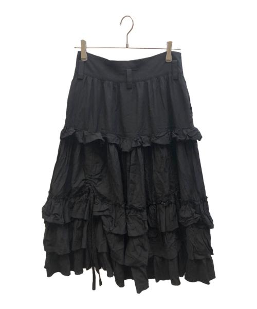 Y's（ワイズ）Y's (ワイズ) フリルデザインスカート ブラック サイズ:2の古着・服飾アイテム