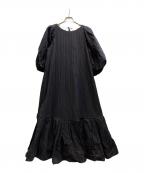 Uhrウーア）の古着「Puff Sleeve Back Open Dress/21SSUhr-OP198」｜ブラック