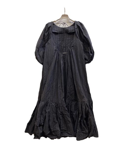 Uhr（ウーア）Uhr (ウーア) Puff Sleeve Back Open Dress/21SSUhr-OP198 ブラック サイズ:36の古着・服飾アイテム