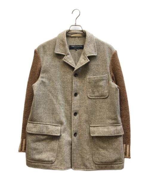 COMME des GARCONS HOMME PLUS（コムデギャルソンオムプリュス）COMME des GARCONS HOMME PLUS (コムデギャルソンオムプリュス) ニット切替テーラードジャケット グレー サイズ:Mの古着・服飾アイテム