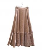 anuansアニュアンス）の古着「シャイニーシアーサテンフレアスカート」｜ピンク