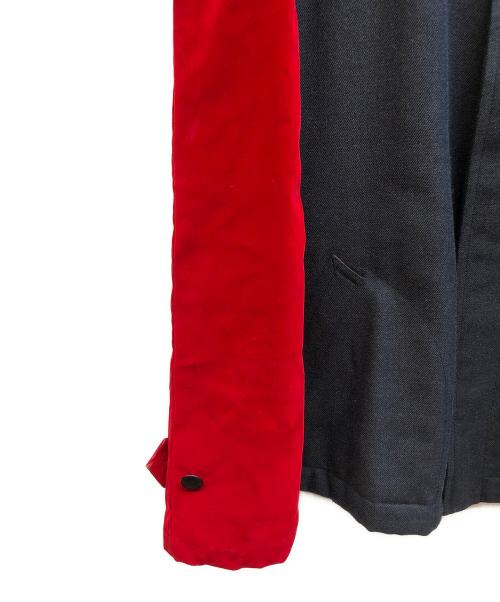 COMME des GARCONS HOMME PLUS（コムデギャルソンオムプリュス）COMME des GARCONS HOMME PLUS (コムデギャルソンオムプリュス) 96AWベロア切替ジャケット レッド×グレー サイズ:Mの古着・服飾アイテム