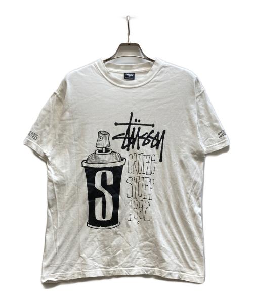 stussy（ステューシー）stussy (ステューシー) スプレー缶Tシャツ/CRUIZE STUFF 1992 TEE ホワイト サイズ:Mの古着・服飾アイテム