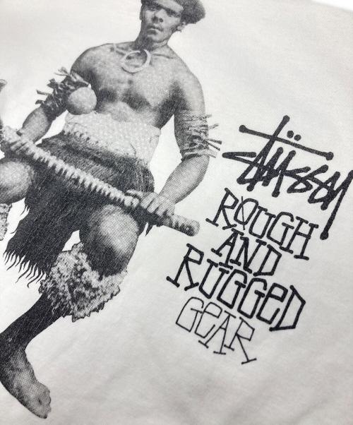 stussy（ステューシー）stussy (ステューシー) ROUGH AND RUGGED GEARTシャツ ホワイト サイズ:Lの古着・服飾アイテム