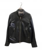 EMMETI×MASSIMOエンメティ×マッシモ）の古着「別注 ゴールドパーツシングルライダースジャケット」｜ブラック