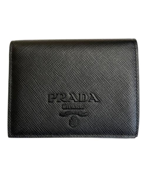 PRADA（プラダ）PRADA (プラダ) サフィアーノレザー 2つ折り財布 ブラックの古着・服飾アイテム
