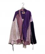 MAISON SPECIALメゾンスペシャル）の古着「鬼ワッフルクレイジーパッチワークエンブロイダリーVネックニットカーディガン」｜パープル