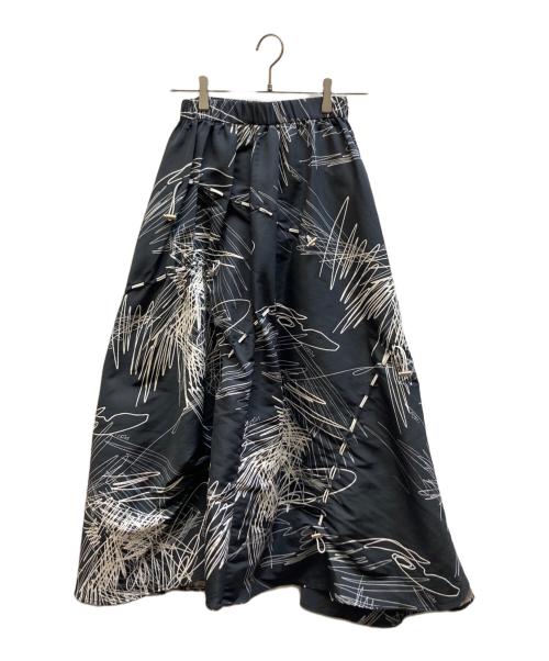 UN3D.（アンスリード）UN3D. (アンスリード) ラインアートギャザースカート ネイビー サイズ:36の古着・服飾アイテム