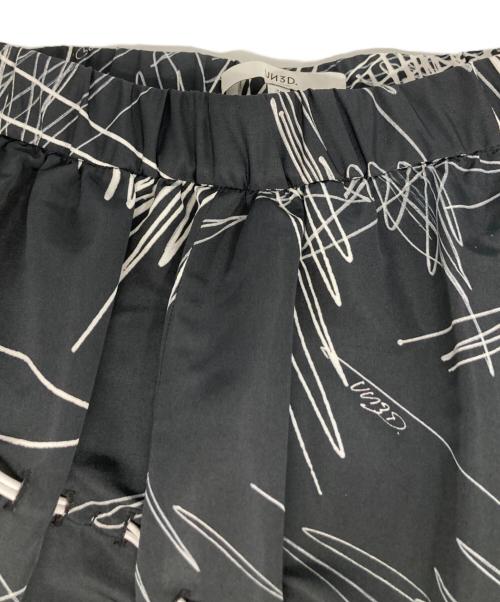 UN3D.（アンスリード）UN3D. (アンスリード) ラインアートギャザースカート ネイビー サイズ:36の古着・服飾アイテム