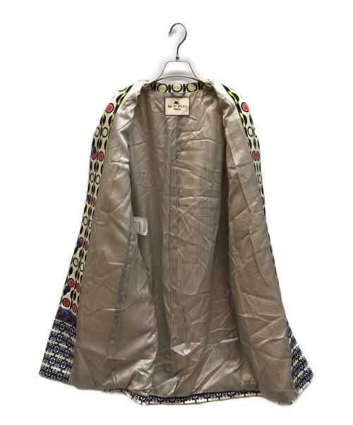 ETRO（エトロ）ETRO (エトロ) 総柄ノーカラーコート イエロー サイズ:40の古着・服飾アイテム