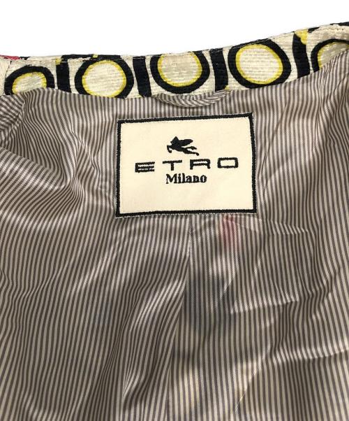 ETRO（エトロ）ETRO (エトロ) 総柄ノーカラーコート イエロー サイズ:40の古着・服飾アイテム