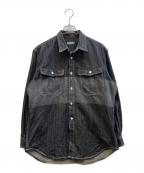 COMME des GARCONS HOMMEコムデギャルソン オム）の古着「バイカラーデニムシャツ」｜ブラック