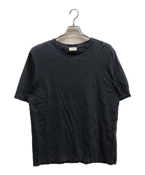 Saint Laurent Paris（サンローランパリ）Saint Laurent Paris (サンローランパリ) ダメージ加工ロゴ刺繍Tシャツ/UP53201601127 ブラック サイズ:Sの古着・服飾アイテム