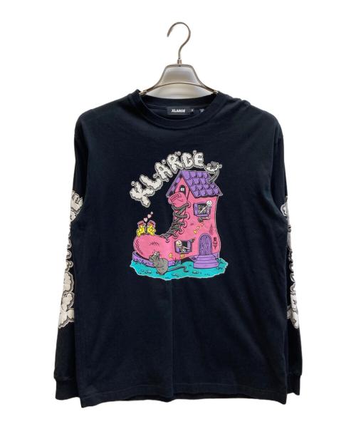 X-LARGE（エクストララージ）X-LARGE (エクストララージ) BOOTS HOUSE L/S TEE ブラック サイズ:Mの古着・服飾アイテム