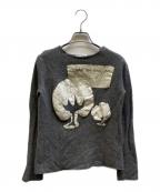 COMME des GARCONSコムデギャルソン）の古着「ひび割れプリントニット」｜グレー