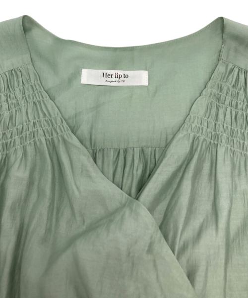 HER LIP TO（ハーリップトゥ）Her lip to (ハーリップトゥ) Airy Volume Sleeve Dress/1241105055 グリーン サイズ:Mの古着・服飾アイテム