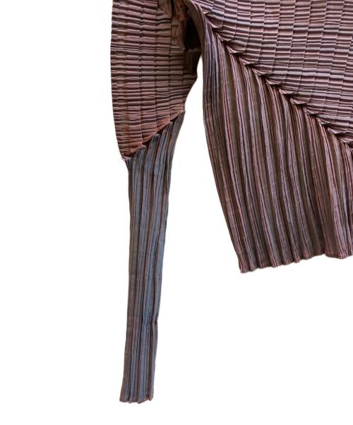 ISSEY MIYAKE（イッセイミヤケ）ISSEY MIYAKE (イッセイミヤケ) 変形プリーツカットソー ブルー×オレンジ サイズ:Lの古着・服飾アイテム