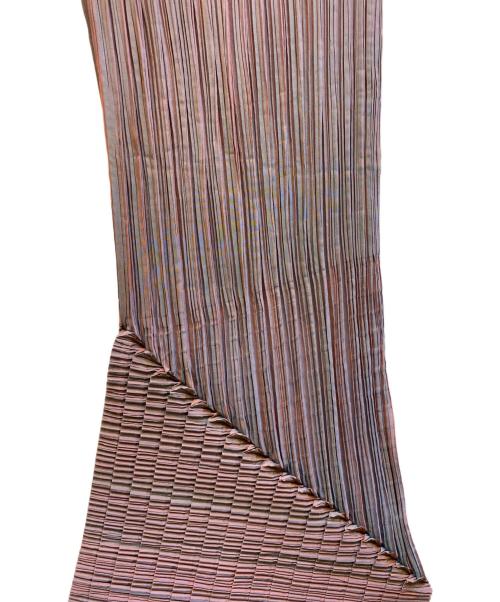 ISSEY MIYAKE（イッセイミヤケ）ISSEY MIYAKE (イッセイミヤケ) 変形プリーツスカート ブルー×ピンク サイズ:Sの古着・服飾アイテム