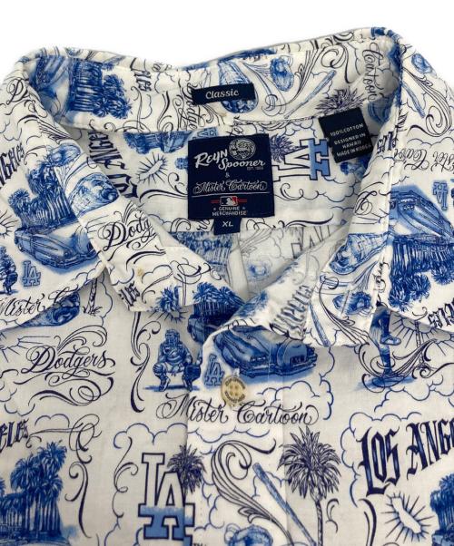 reyn spooner（レイン スプナー）reyn spooner (レイン スプナー) mister cartoon (ミスター・カートゥーン) LOS ANGELES DODGERS ALOHA SHIRT ホワイト×ブルー サイズ:XLの古着・服飾アイテム