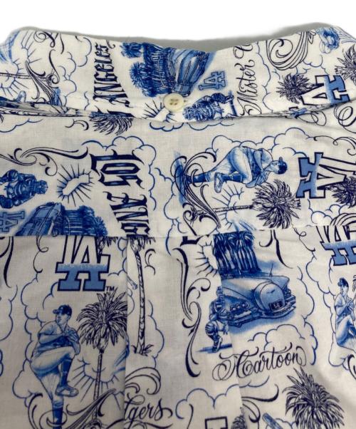 reyn spooner（レイン スプナー）reyn spooner (レイン スプナー) mister cartoon (ミスター・カートゥーン) LOS ANGELES DODGERS ALOHA SHIRT ホワイト×ブルー サイズ:XLの古着・服飾アイテム